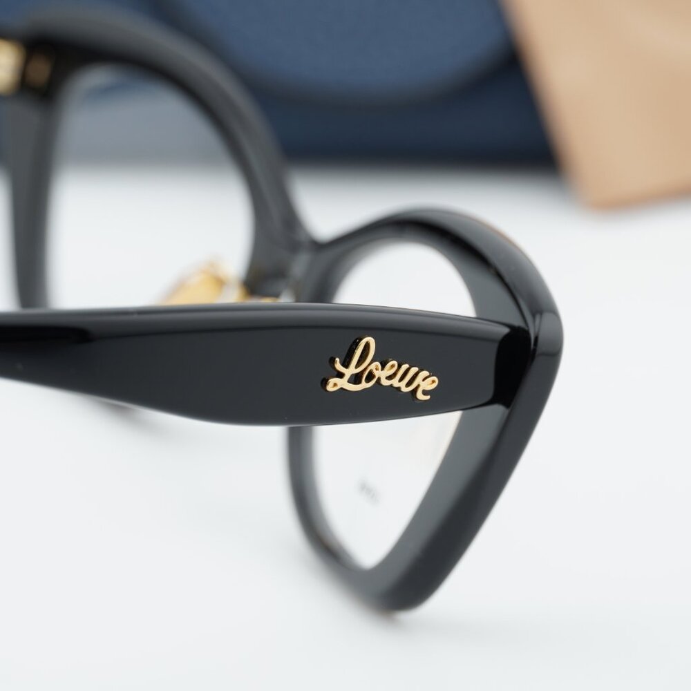 Loewe LW50067F 001 Cat Eye Eyeglasses - Shiny Black 52mm - Picture 7 of 9